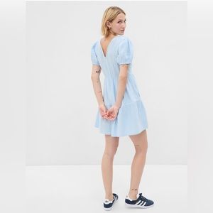 GAP Crinkle Gauze Puff Sleeve Tiered Mini Dress